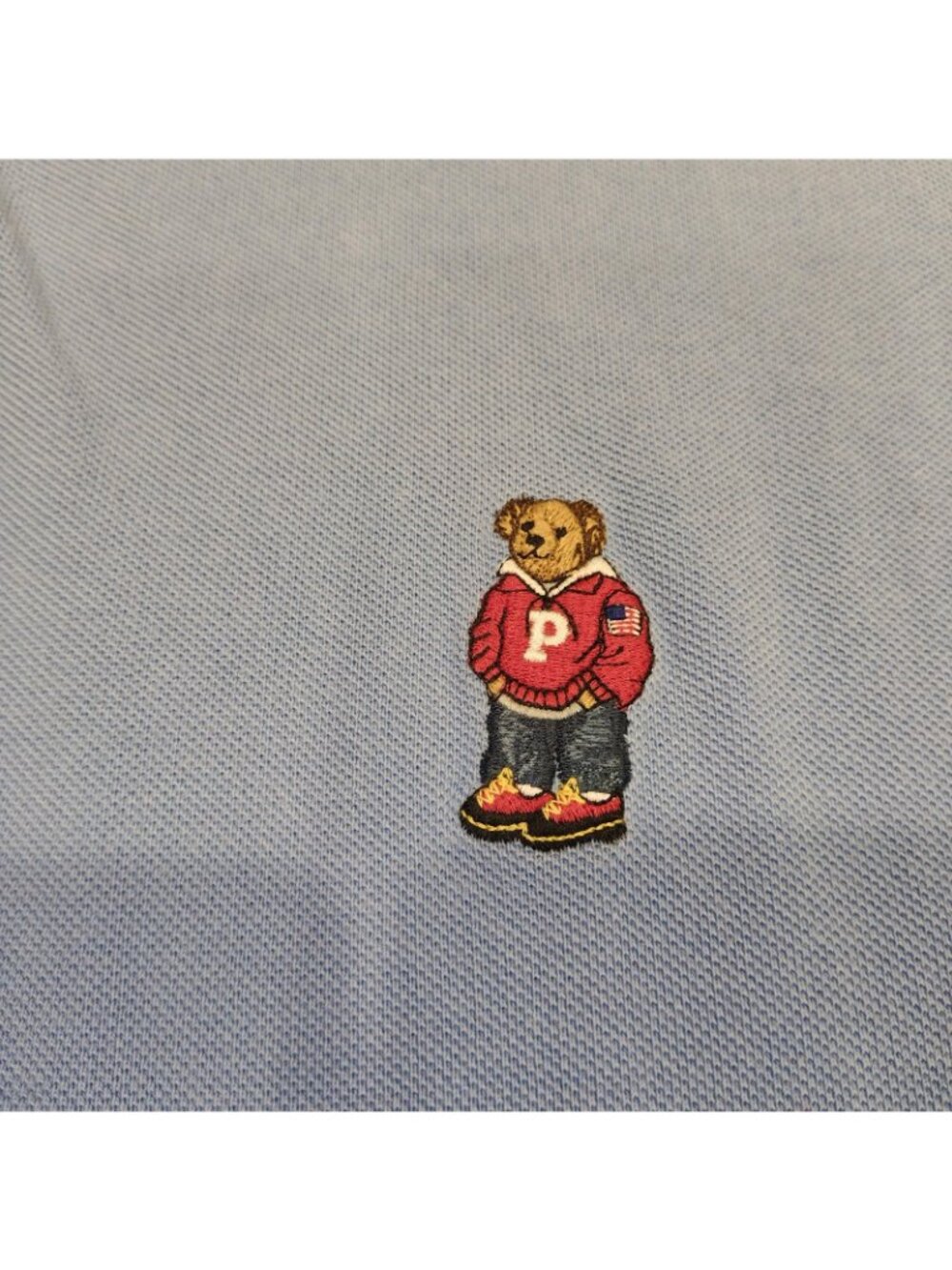 Polo Ralph Lauren Polo Hoodie Bear Shirt Mens 2XL Blue RL 14 Pique Embroidered - Picture 4 of 8